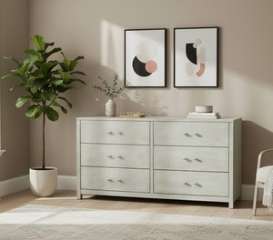 Best Selling Cascara <b>6</b> <b>Drawers</b> Horizontal Dresser in Gray Modern Design Style for Bedroom Manufactured in Vietnam - Product Image 5