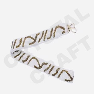 CRYSTAL CRAFT Gold White Seed Bead Estilo indio Color personalizado y tamaño Correa para monedero con opción de logotipo personalizado - Product Image 1