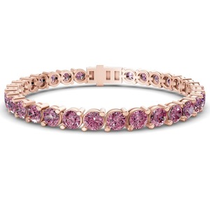 Violet Purple Round Lab Grown Diamond Tennis Bracelet 2 Ct Tw VS Clarity 78 Diamonds 14K <b>Solid</b> <b>Gold</b> Regal Jewel Tone Sparkle - Product Image 1