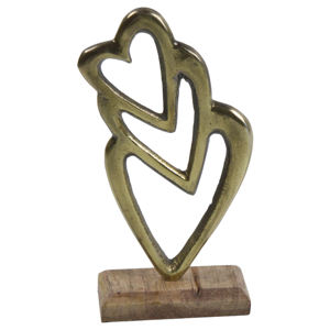 Adornos navideños de alta calidad, corazón de Metal con Base de madera, nueva decoración X Mas para accesorios de mesa, corazón de Metal - Product Image 1