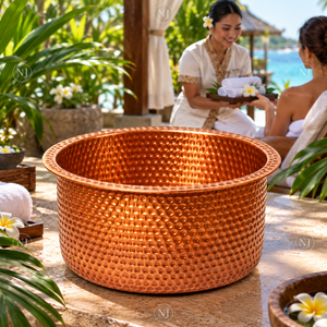 Bassin de pédicure rond en cuivre martelé pour spa, salon de manucure, bain de pieds, vente en gros - Product Image 5