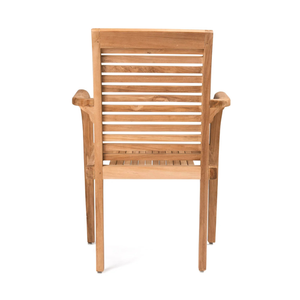 Solid Teak Dining Armchair Horizontal <b>Slatted</b> Back <b>Wooden</b> Chair Japan - Product Image 4