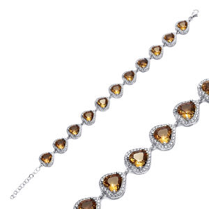 Sultanite 14 mm Heart Design Cluster Bracelet Wholesale Turkish Handcrafted 925 Sterling Silver <b>Fine</b> Jewelry - Product Image 1