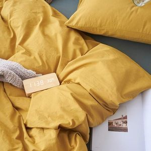 Parure de lit 3 pièces 100 % coton lavé, douce et respirante, fermeture boutonnée, 200 fils/cm², unie, personnalisable pour la maison, l'hôtel et les mariages - Product Image 4