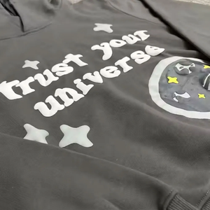 Personalizado de alta calidad de maternidad ecológico sólido sin costuras Puff impreso 100% algodón francés Terry chándal crudo dobladillo corte coser Sudadera con capucha - Product Image 4