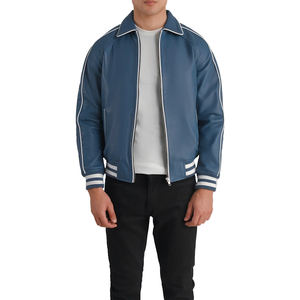 Veste universitaire imperméable en cuir véritable d'hiver pour hommes, veste en cuir PU à fermeture éclair avec patch en chenille brodé sur mesure - Product Image 1