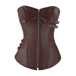 OEM ODM Gothic Wedding Front Busk Body Shaping Thin Seamless Everyday High-quality Waist Trainer <b>Fashioned</b> Lace Brown Leather - Product Image 2