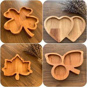 ถาดไม้สำหรับเสิร์ฟผลไม้ขนมขนมขนมถาดชาจานใส่ง่ายด้ามจับอุปกรณ์ครัวในบ้าน - Product Image 4