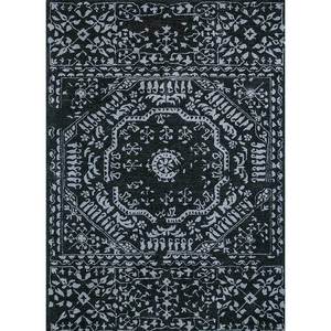 พรมขนสัตว์ทอมือ Imara Classic Tra-13032 ลายเหรียญรางวัลสีเทาดำ สำหรับบ้าน ห้องโถง ทางเดิน รูปทรงสี่เหลี่ยมผืนผ้า ทอแบบแบน วัสดุวิสโคส - Product Image 1