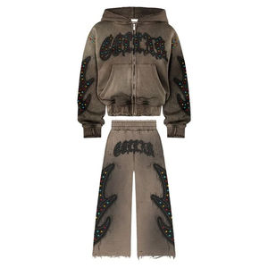 Conjunto Deportivo Personalizable con el Nombre de tu Marca, Unisex, con Cremallera Completa, Pantalones Anchos, Estilo Casual Premium, 100% Algodón, Ropa Urbana - Product Image 1