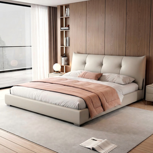 Lit en cuir insonorisé avec structure en bois massif KD, contemporain, facile à assembler, mobilier de <span class=keywords><strong>chambre</strong></span> à <span class=keywords><strong>coucher</strong></span> en gros - Product Image 4