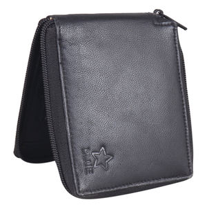 Cartera de Cuero para Hombre de Calidad Superior, Personalizada, Negra, con Múltiples Ranuras para Tarjetas, Cierre de Botón, Forro de Algodón, Duradera, Precio Bajo, India - Product Image 4