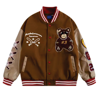 Blouson universitaire noir unisexe personnalisable avec broderies chenille de haute qualité, style bomber d'hiver, logo frontal