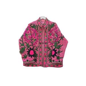 Vestes décontractées pour femmes, design traditionnel, broderie florale matelassée Sujani, 100% coton, port quotidien, avec poches, respirantes - Product Image 2