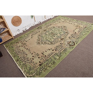 พรมตุรกีขนาด 5.4x8.6 ฟุต, พรม, พรมลายดอกไม้สีเขียวทำจากขนสัตว์ - Product Image 3