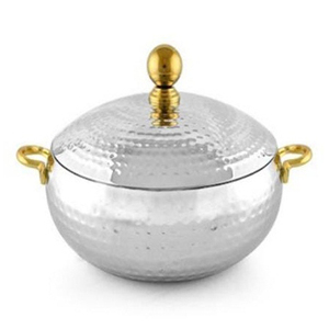 La elegante olla de almacenamiento de alimentos de metal martillado mantiene los alimentos frescos y agrega elegancia a su cocina o experiencia gastronómica - Product Image 4