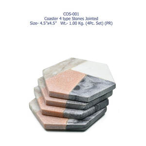 ชุดถาดรองแก้วหินหลายชั้นรูปทรงหกเหลี่ยมพร้อมเครื่องใช้บนโต๊ะอาหารสำหรับบ้านและโรงแรมงานฝีมือในอินเดีย - Product Image 2