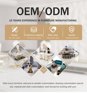 Mesa de Centro Estilo Americano Moderno para Sala con Lujosa Mesa de Té Ovalada, Cubierta de Mármol y Gabinete de Metal para Sofá - Product Image 3