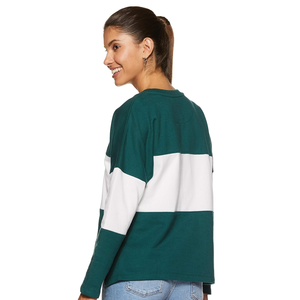 Vente en gros bon marché, sweat-shirt à manches longues personnalisé, pull rayé, surdimensionné, col rond, femmes, hiver 100% coton écologique - Product Image 5