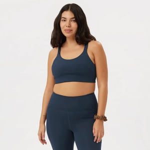 2025 Wholesale Women Simple Front Custom Logo Cross <b>Backless</b> Seamless Yoga Gym <b>Sport</b> <b>Bra</b> High Quality Made in Pakistan - Product Image 1