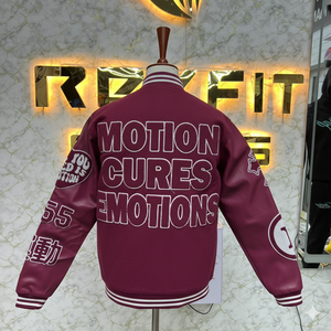 Top Vente Votre Propre Logo Brodé Laine et Soie Veste Homme avec Fermeture Bouton Couvert versity vestes Lettermen vestes - Product Image 4