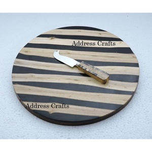Tablas de Cortar de Queso Redondas con Logotipo Personalizado, Cuchillo de Acero Inoxidable, Utensilios de Cocina, Bloques de Cortar de Madera y Resina para Frutas y Verduras, Artículos para el Hogar - Product Image 1