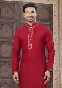 New Festival Viscose Direct Digital Printed with Embroidery and Pintex Work <b>Men's</b> <b>Kurta</b> Collection for Adults - Product Image 3