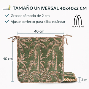 Cuscino per Sedia Idrorepellente 40x40x2 cm 100% Poliestere con Motivo Vegetale per Campeggio Uso Interno/Esterno Per Tutte le Stagioni Rimovibile - Product Image 5