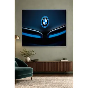 Fida Blue Lit BMW Emblem Close-Up <b>Canvas</b> Print - Product Image 2