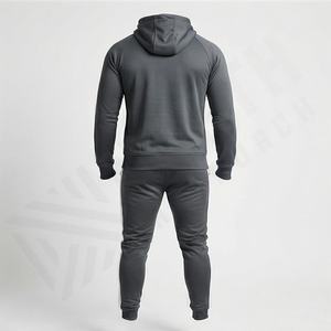Ensemble de survêtement 2 pièces pour homme en molleton technique uni à manches longues 100% coton de haute qualité Vêtements de sport d'hiver - Product Image 2