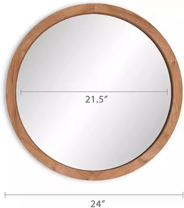 Espejo redondo de madera, moderno y elegante, montaje en pared de madera natural, decoración para sala de estar, espejos a la venta por Azora Industries - Product Image 5