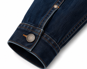 Veste en jean bleu foncé pour homme, style décontracté sans col, simple boutonnage, coupe droite, en coton délavé, style camionneur, séchage rapide, idéale pour l'hiver - Product Image 4