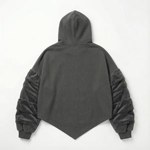 Sweat à capuche pour femme 2026, poids lourd, 500 g/m², en molleton de coton, avec badge en strass thermocollé, style punk, crop top, pull, vente en gros, streetwear - Product Image 2