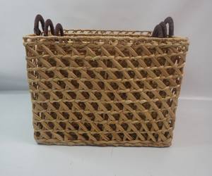 Set of 3 <b>Rectangular</b> Water Hyacinth Home <b>Storage</b> <b>Baskets</b> with Handle Stylish New Design for Home Organization - Product Image 2