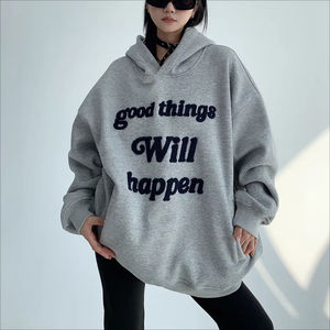 เสื้อฮู้ดแขนยาวผ้าเฟรนช์ฮู้ดผ้ากำมะหยี่ปักลายเสื้อแบบสวมหัวขนาดใหญ่ออกแบบได้ตามต้องการ - Product Image 1