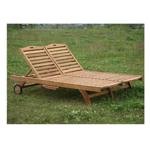 Double chaise longue en bois massif Hôtel Natation Classique Transat Super Confortable Extérieur Parfait Jardin Patio Meubles - Product Image 3