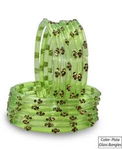 Ensemble de bracelets en verre vert avec motif de fleurs en cristal, bijoux de fête classiques pour femmes - Product Image 3