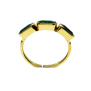 Everyday Wear 925 Sterling Silver Gold Plated Emerald Gemstone Fashionable <b>Baguette</b> Shape Adjustable Ring - Product Image 3