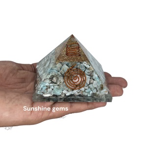 Vente en gros Larimar Orgone Pyramide Fait à la main Larimar Orgonite Pyramide pour le calme et la gorge Chakra Guérison Cristal d'énergie - Product Image 6