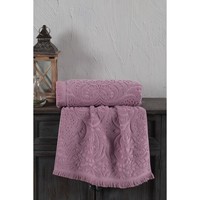 Serviette de toilette Varol Jacaranda 100% coton jacquard à motif damassé, douce et compressée, 50x90cm, pour la maison, la cuisine, l'hôtel, la plage, idéale comme cadeau