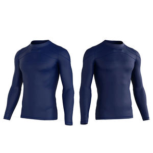 Venta al por mayor de camisas transpirables de compresión de fitness para los hombres de color personalizado de poliéster Spandex O cuello manga larga Rash Guards - Product Image 5