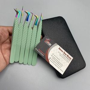 Venta al por mayor de pinzas de pestañas de nanofibra japonesas de acero inoxidable logotipo personalizado pinzas de extensión de volumen con puntas puntiagudas - Product Image 4