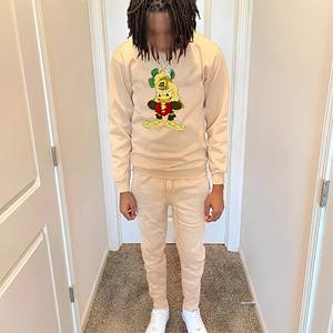 Chándal unisex de alta calidad con logotipo personalizado, pantalones apilados estampados, sudaderas con capucha bordadas, traje para correr a prueba de viento para invierno - Product Image 4