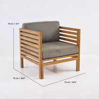 Destarata canapé en bois de teck naturel chaise minimaliste extérieur meubles de jardin siège en tissu mousse pour hôtel appartement salon