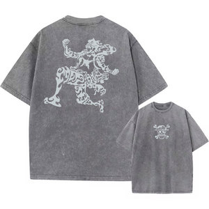 Camiseta de punto con lavado ácido personalizada para hombre, estilo vintage, estampada, 100% algodón, ecológica, transpirable, para verano. - Product Image 4