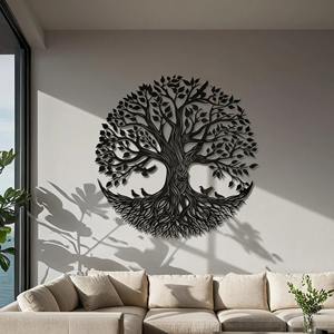 Arte de Pared de Metal con Forma de Árbol, Escultura de Hierro Hecha a Mano, Decoración Elegante para Colgar en la Pared de la Sala de Estar, Dormitorio u Oficina - Product Image 2
