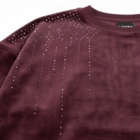 Conjunto de dos piezas de chándal con capucha de terciopelo y cortavientos liso, estilo urbano, ecológico, de talla grande para mujer, con estampado de pedrería, al por mayor