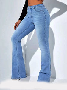 High Waist Flared <b>Jeans</b> for <b>Women</b> Customizable High Quality Denim OEM Clothing Skinny Winter Style in Custom Colors - Product Image 6