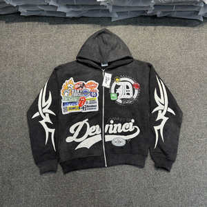 Top à la mode meilleures ventes hommes lavage à l'acide à capuche 100% coton vêtements de rue Service OEM avec un faible quantité minimale de commande hommes lavage à l'acide à capuche - Product Image 1