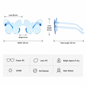 Gafas de Sol de Mariposa para Mujer, Montura de una Pieza sin Aro, Lentes de PC con Protección UV400, Gafas de Sol Modernas y a la Moda para Fiestas - Product Image 2